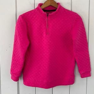 Lands’ End Women’s 1/4 Zip Pullover Quilted Sweater Hot Pink Size Small